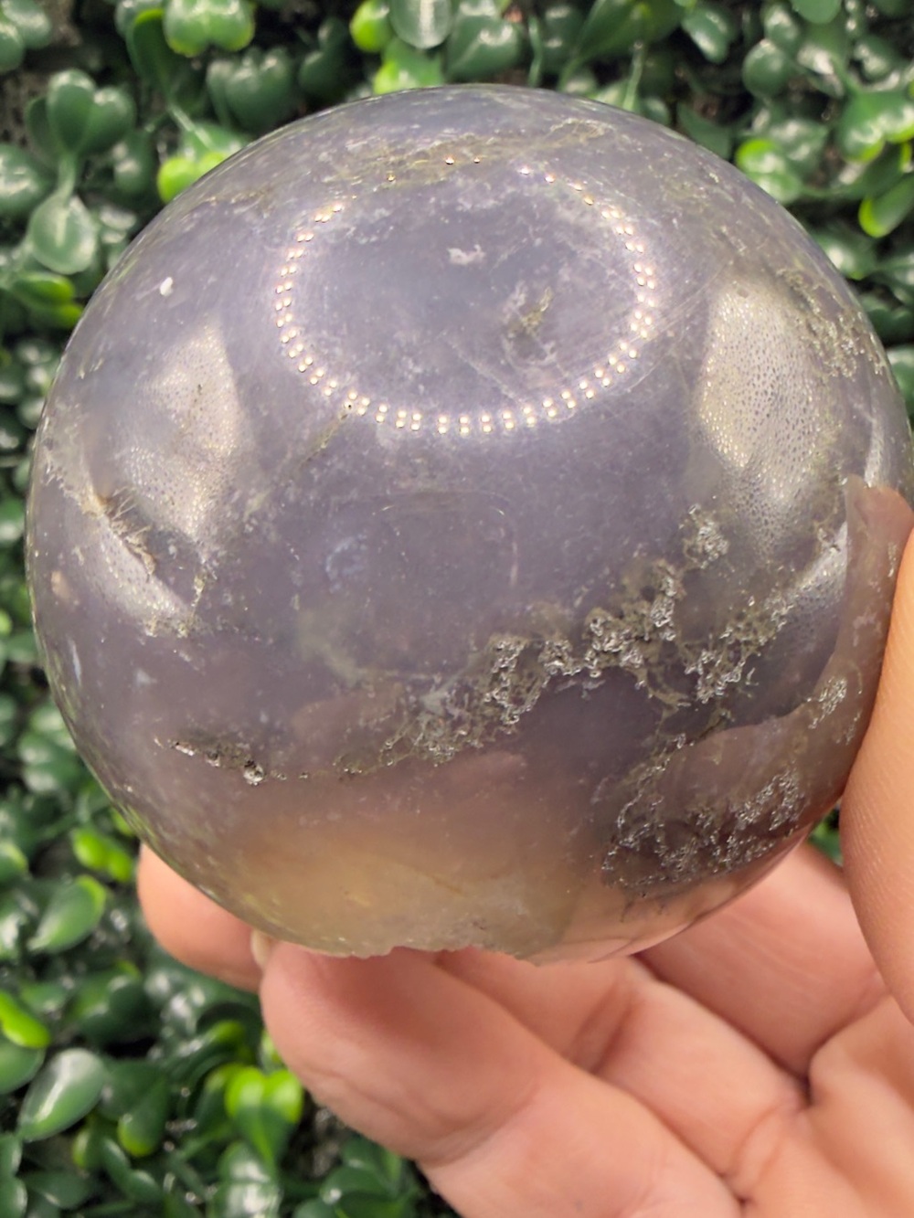 Druzy Moss Agate Sphere 60mm - Picture 8 of 9